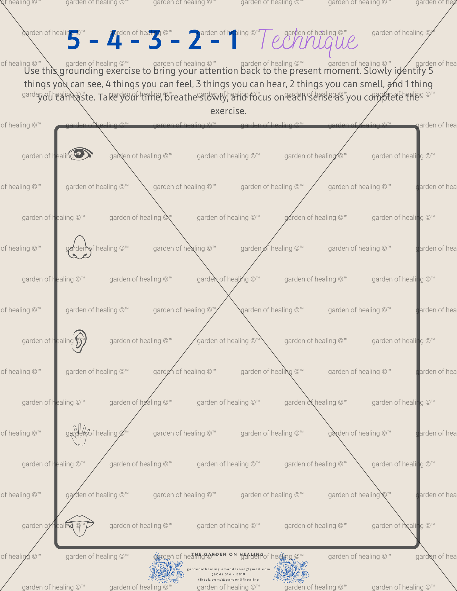 5-4-3-2-1 Grounding Technique Worksheet (Printable PDF)